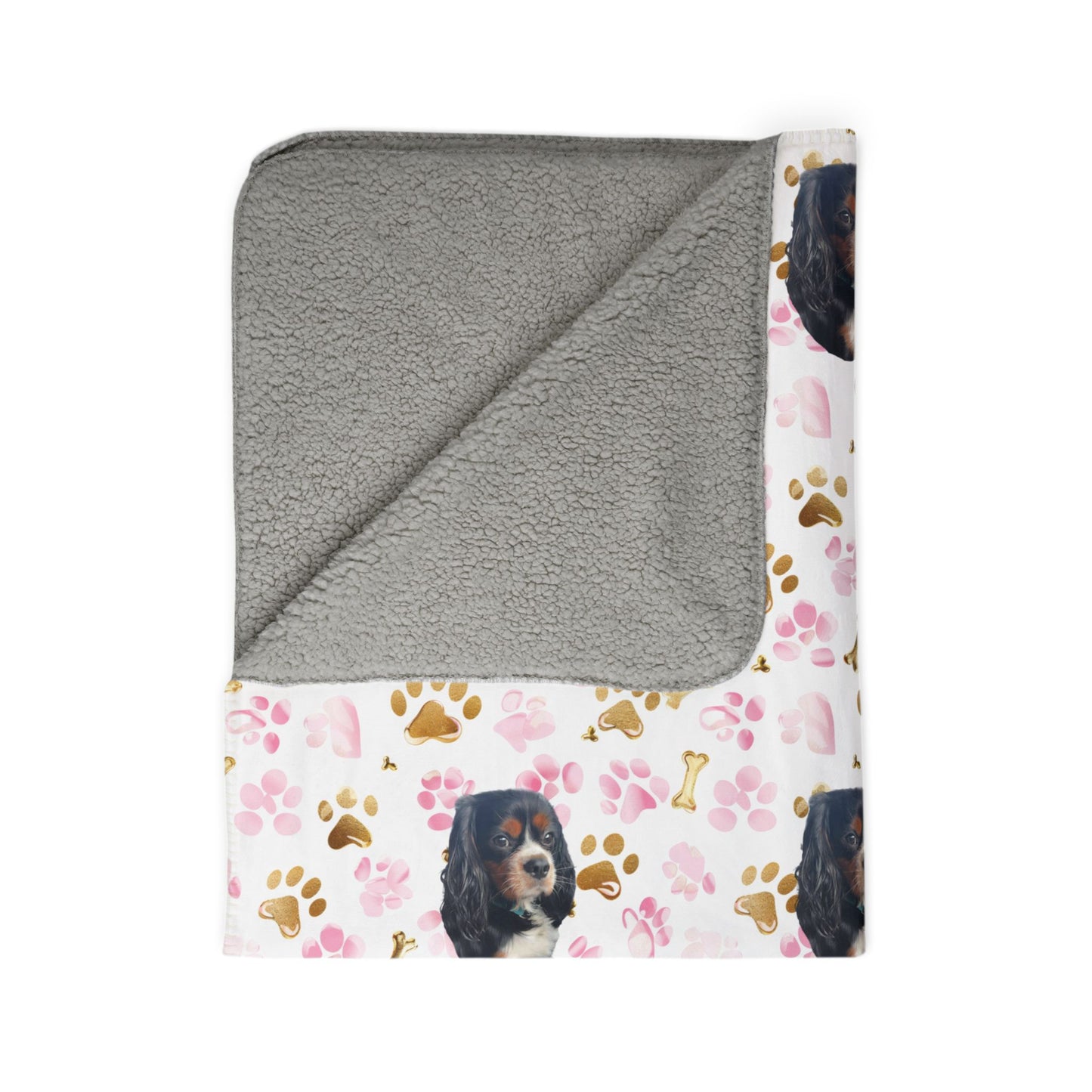 Custom Fleece Blanket with Pet Portrait – Ultra-Soft Sherpa-Backed Blanket for Pet Lovers