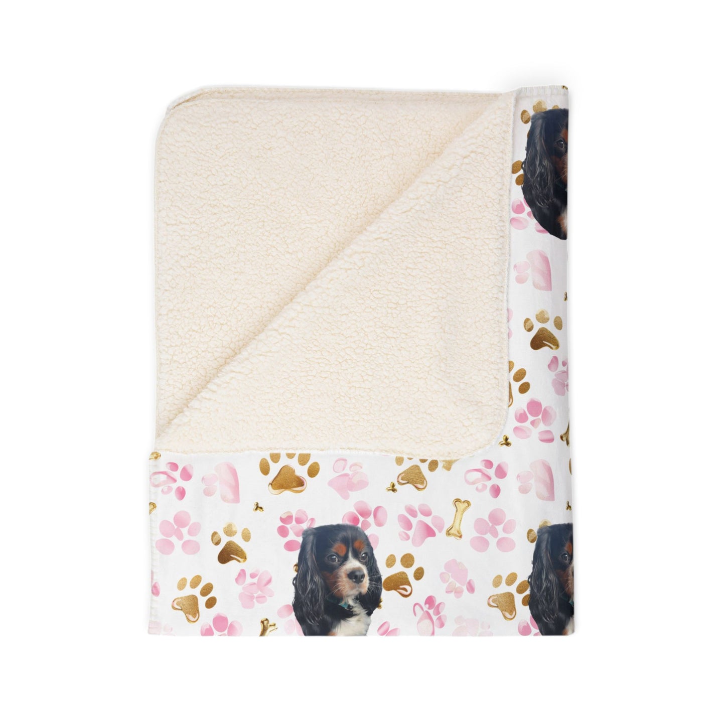 Custom Fleece Blanket with Pet Portrait – Ultra-Soft Sherpa-Backed Blanket for Pet Lovers