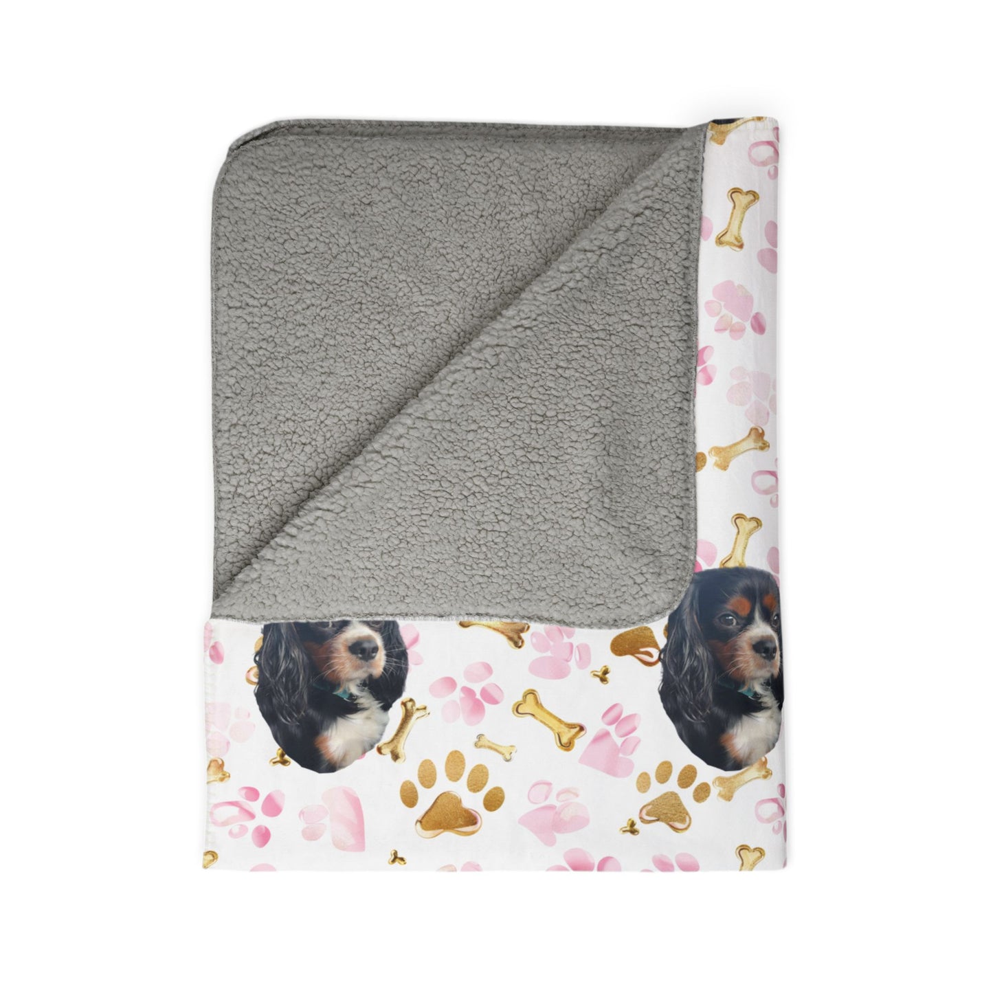 Custom Fleece Blanket with Pet Portrait – Ultra-Soft Sherpa-Backed Blanket for Pet Lovers