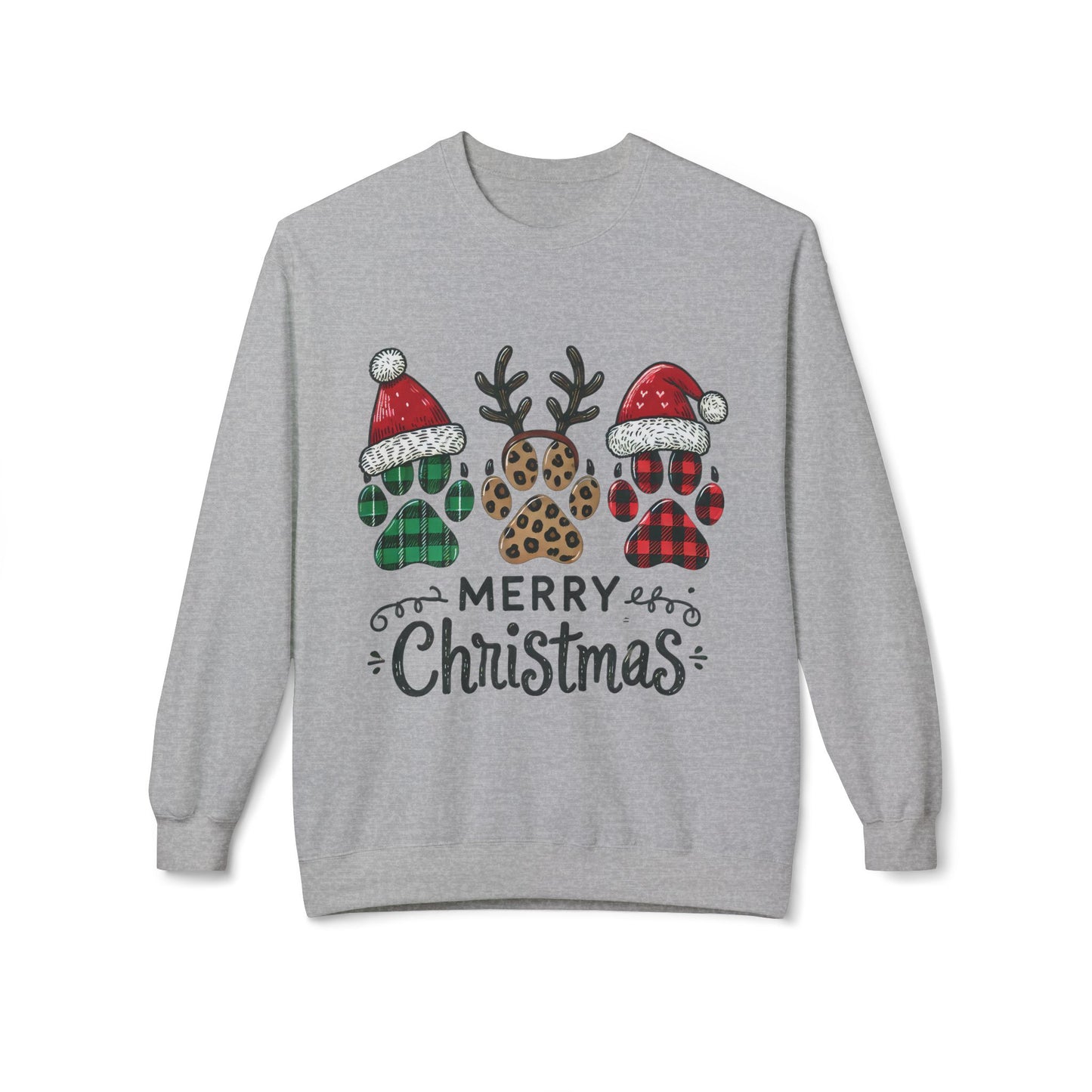 "Merry Christmas Paw Print Sweater – Festive Holiday Sweatshirt for Pet Lovers"