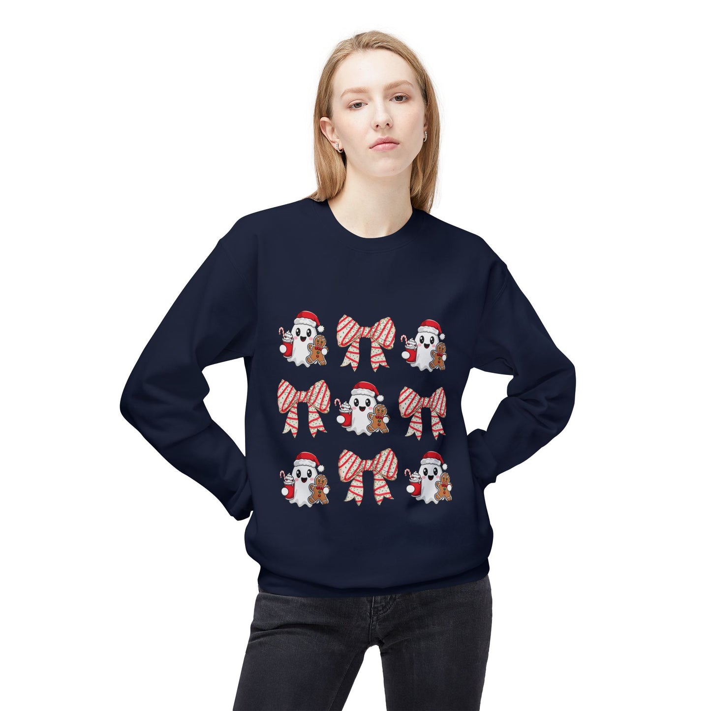 "Holiday Ghost and Gingerbread Cozy Christmas Sweater"