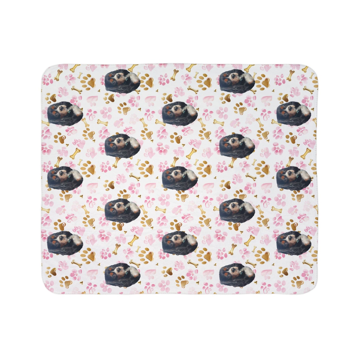 Custom Fleece Blanket with Pet Portrait – Ultra-Soft Sherpa-Backed Blanket for Pet Lovers