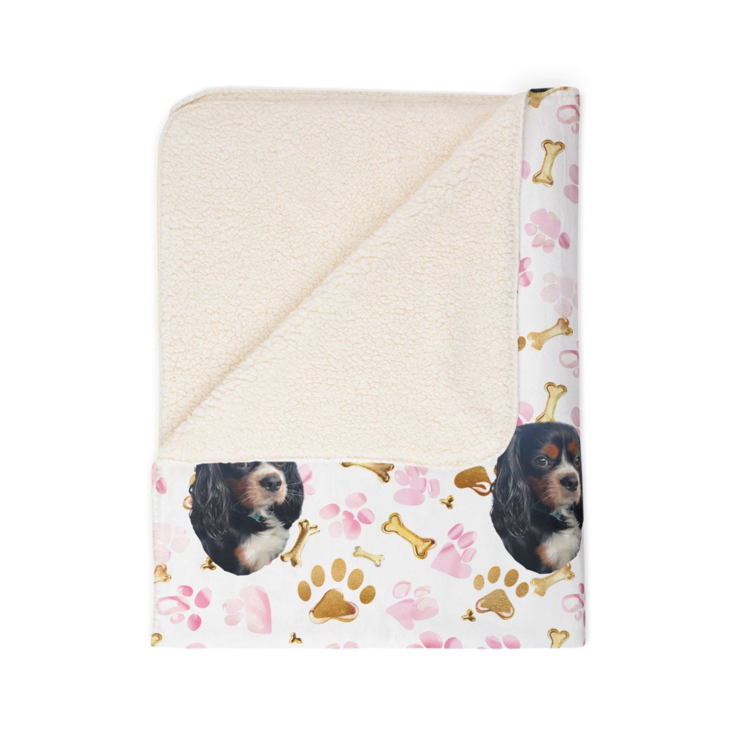 Custom Fleece Blanket with Pet Portrait – Ultra-Soft Sherpa-Backed Blanket for Pet Lovers