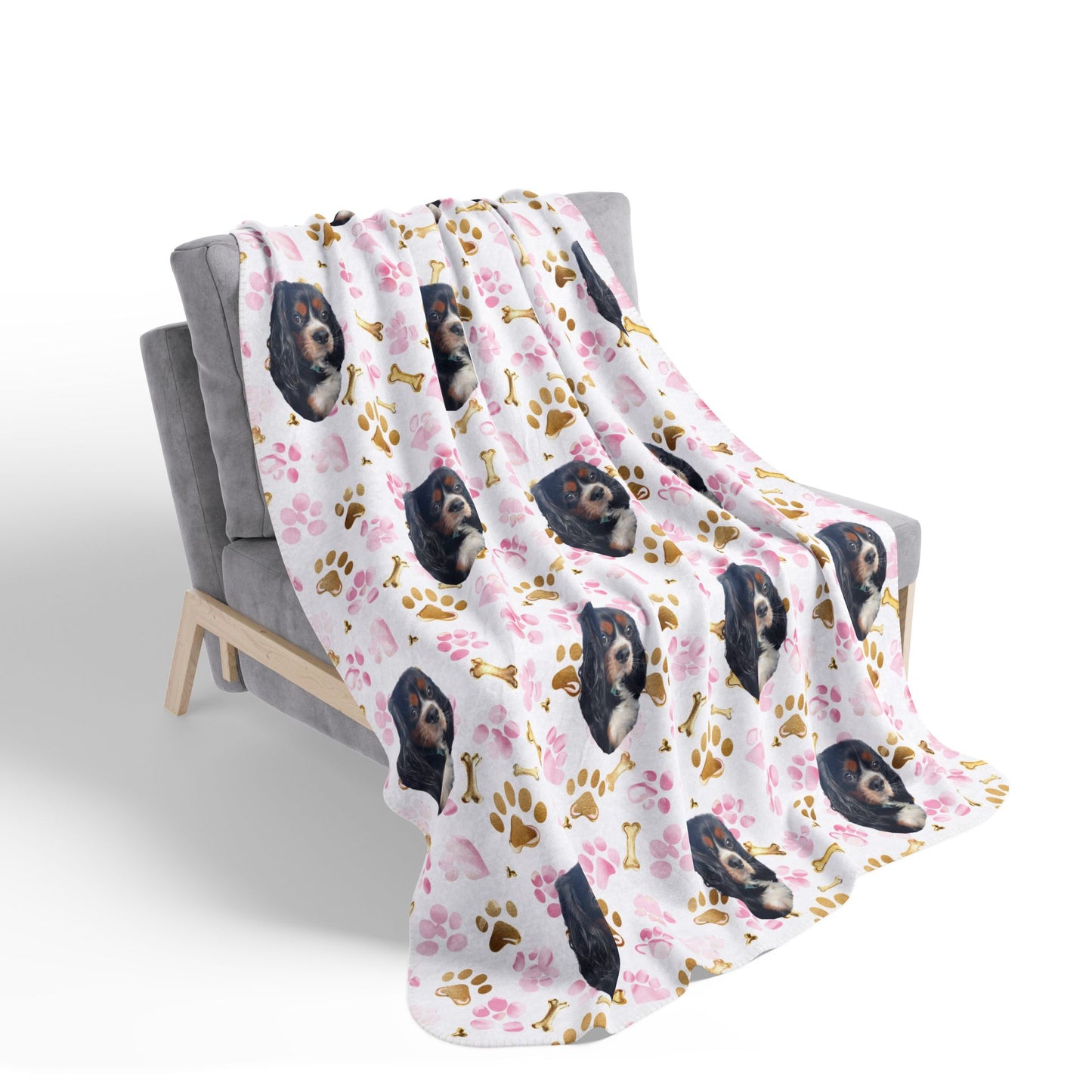 Custom Fleece Blanket with Pet Portrait – Ultra-Soft Sherpa-Backed Blanket for Pet Lovers