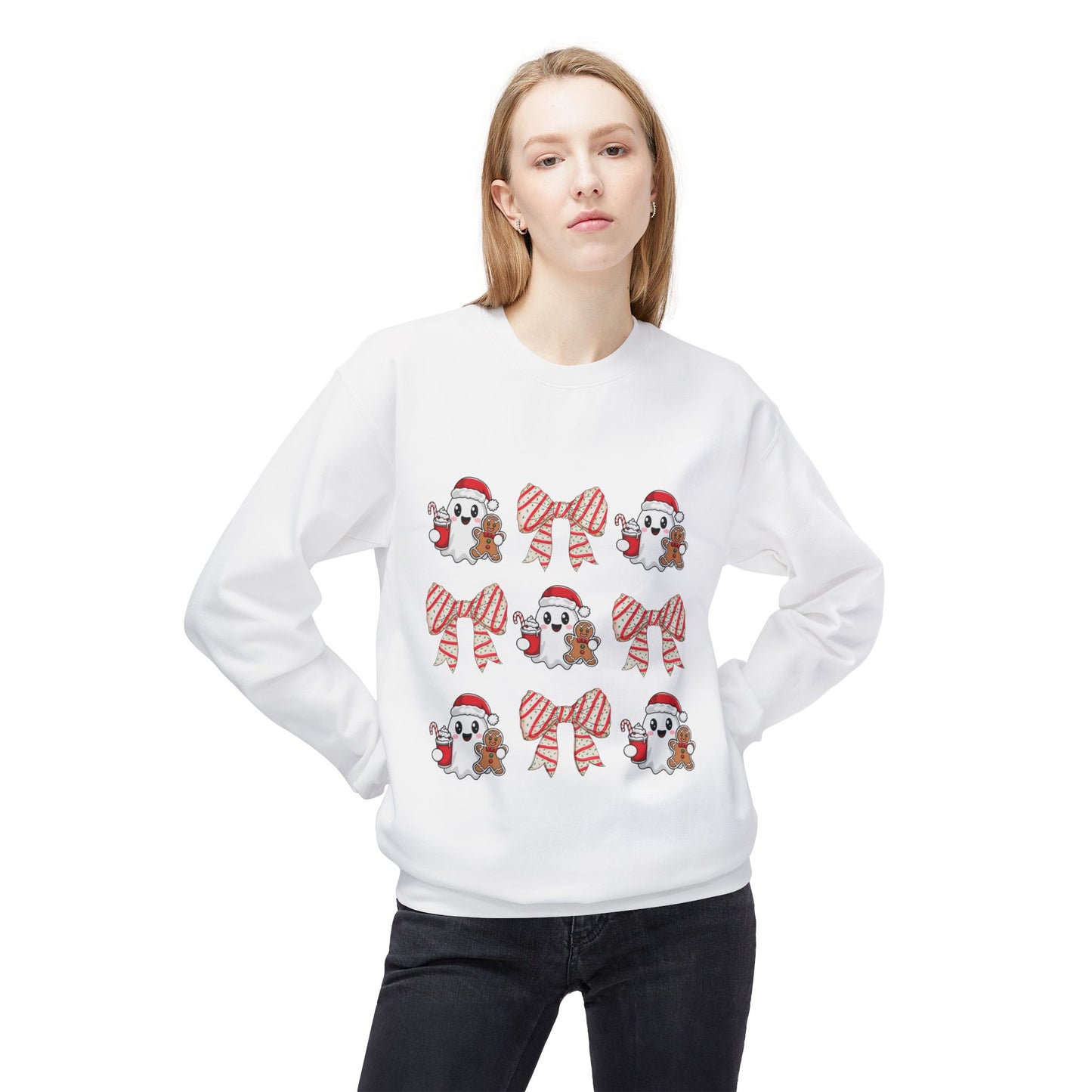 "Holiday Ghost and Gingerbread Cozy Christmas Sweater"