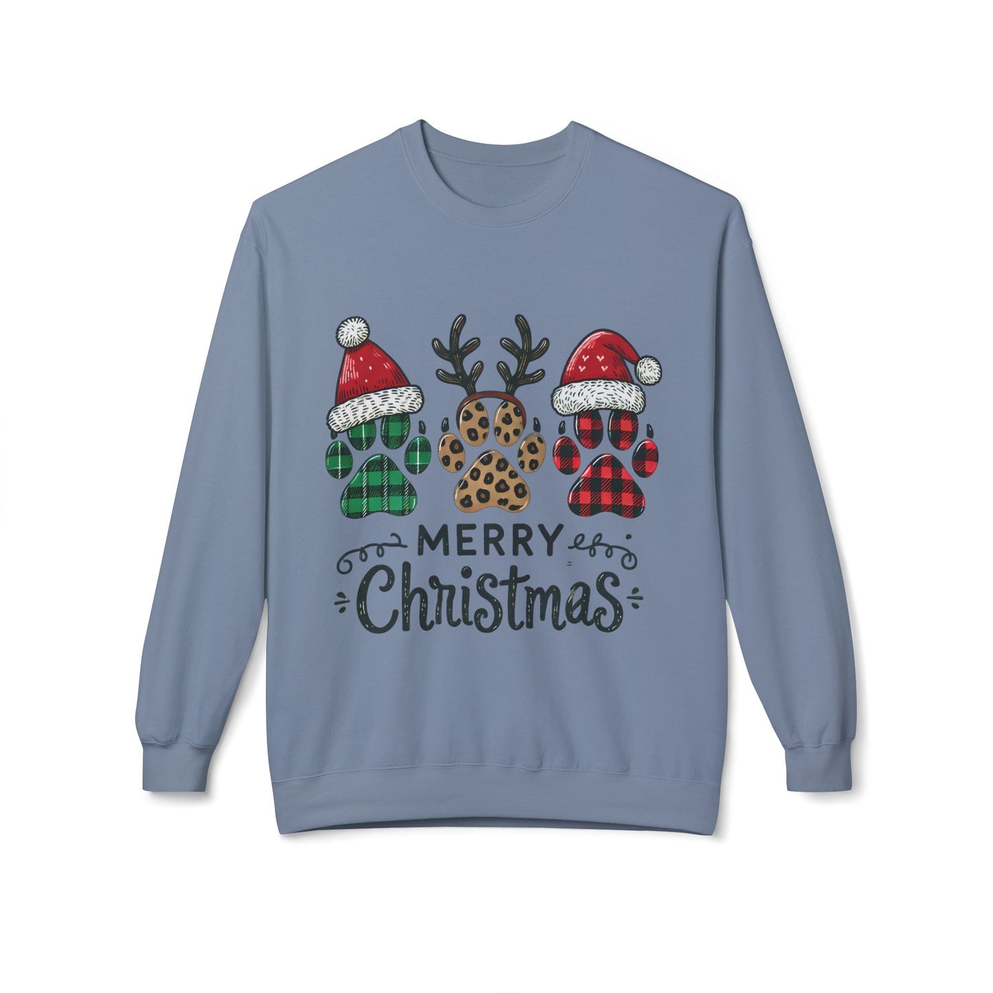 "Merry Christmas Paw Print Sweater – Festive Holiday Sweatshirt for Pet Lovers"