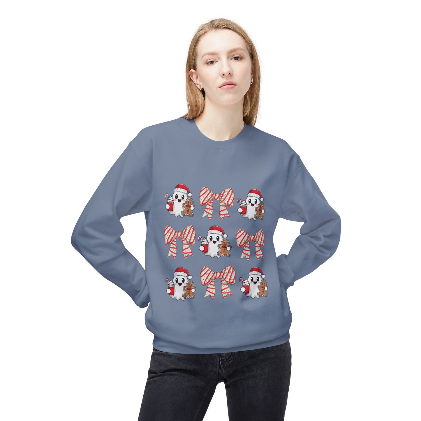 "Holiday Ghost and Gingerbread Cozy Christmas Sweater"