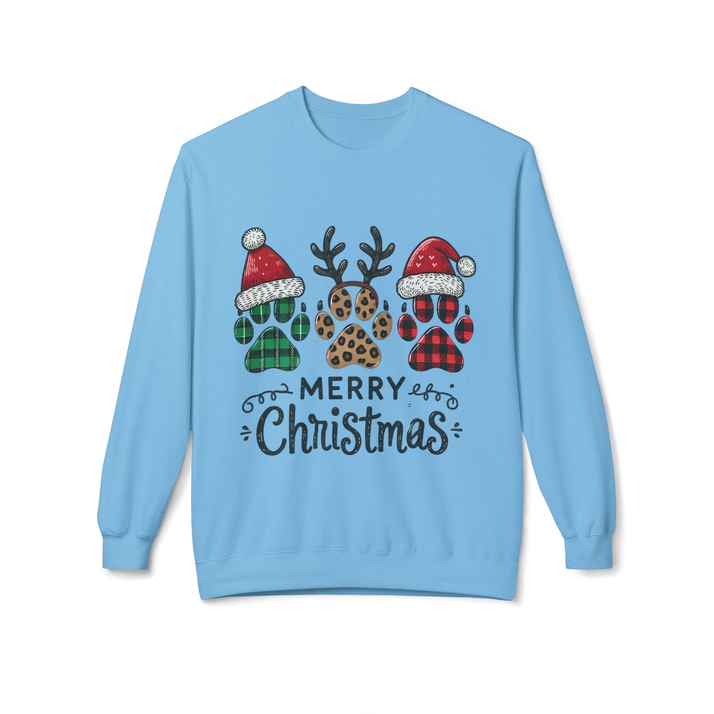 "Merry Christmas Paw Print Sweater – Festive Holiday Sweatshirt for Pet Lovers"