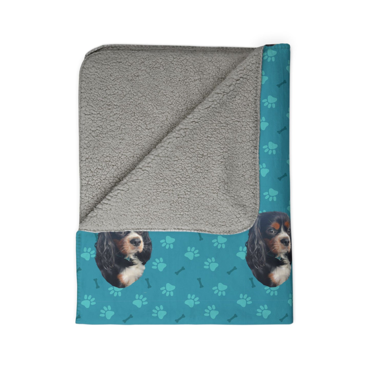 Custom Fleece Blanket with Pet Portrait – Ultra-Soft Sherpa-Backed Blanket for Pet Lovers