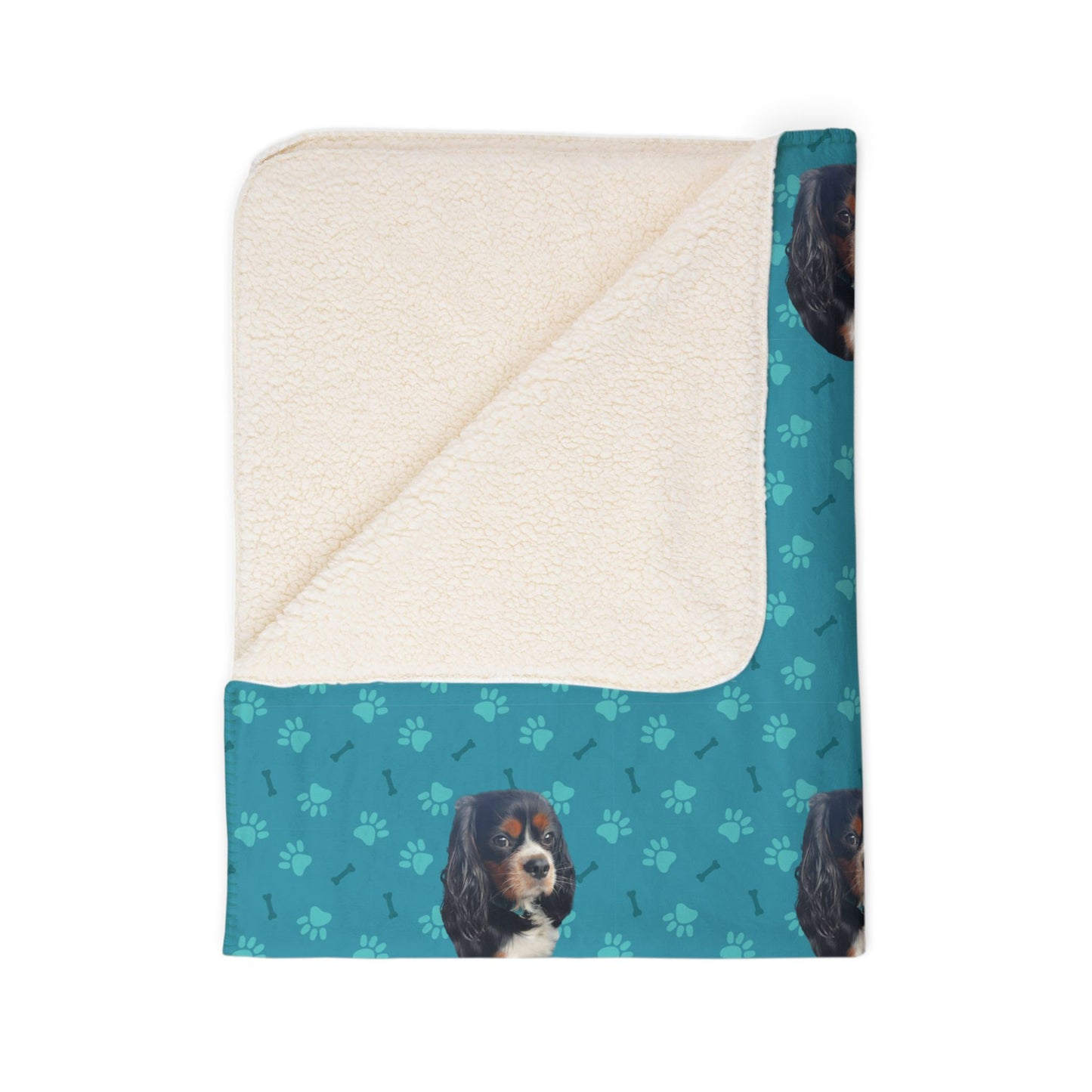 Custom Fleece Blanket with Pet Portrait – Ultra-Soft Sherpa-Backed Blanket for Pet Lovers