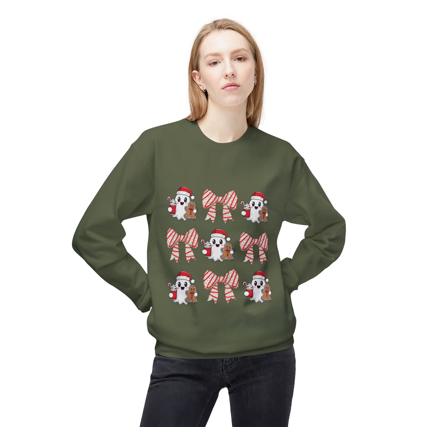 "Holiday Ghost and Gingerbread Cozy Christmas Sweater"