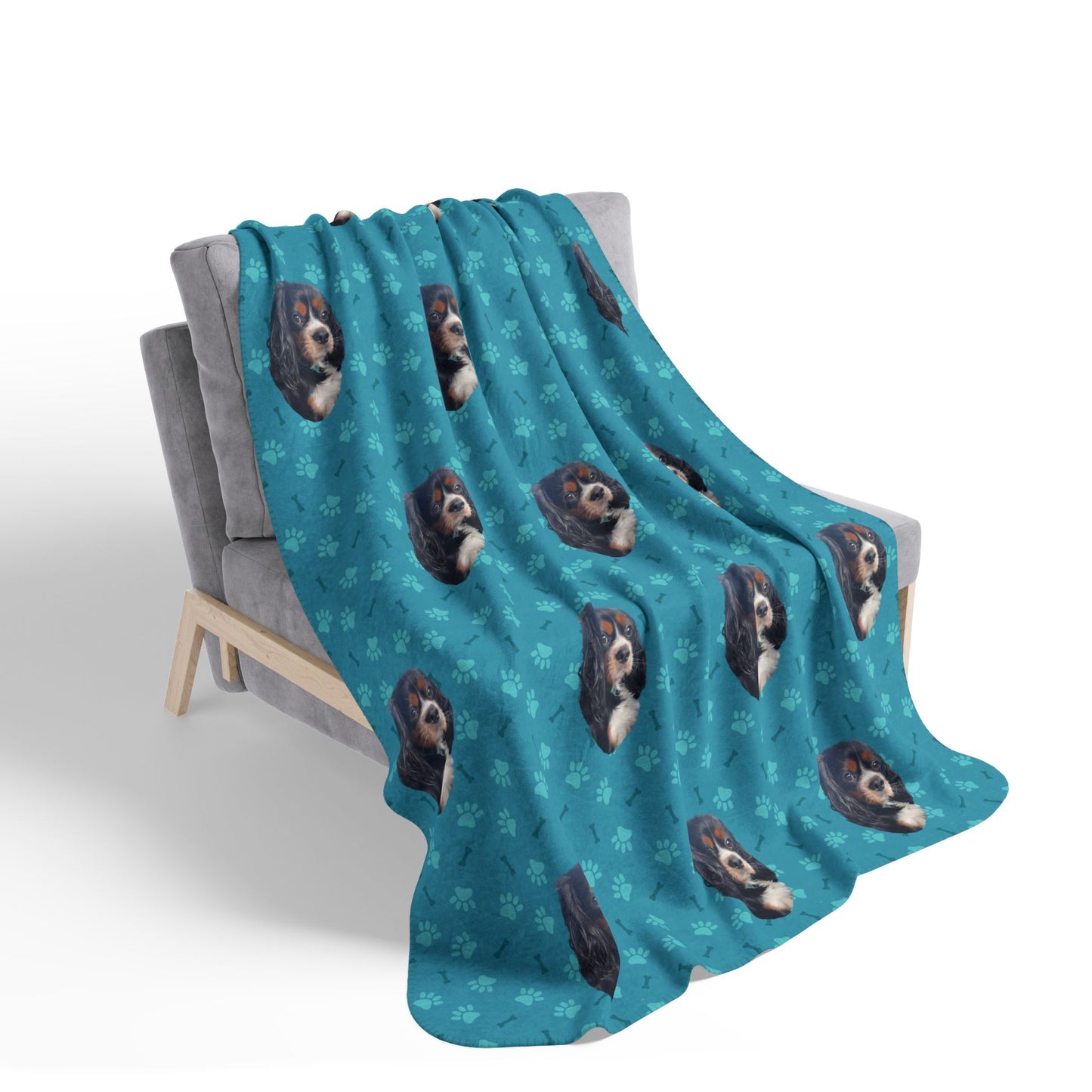 Custom Fleece Blanket with Pet Portrait – Ultra-Soft Sherpa-Backed Blanket for Pet Lovers