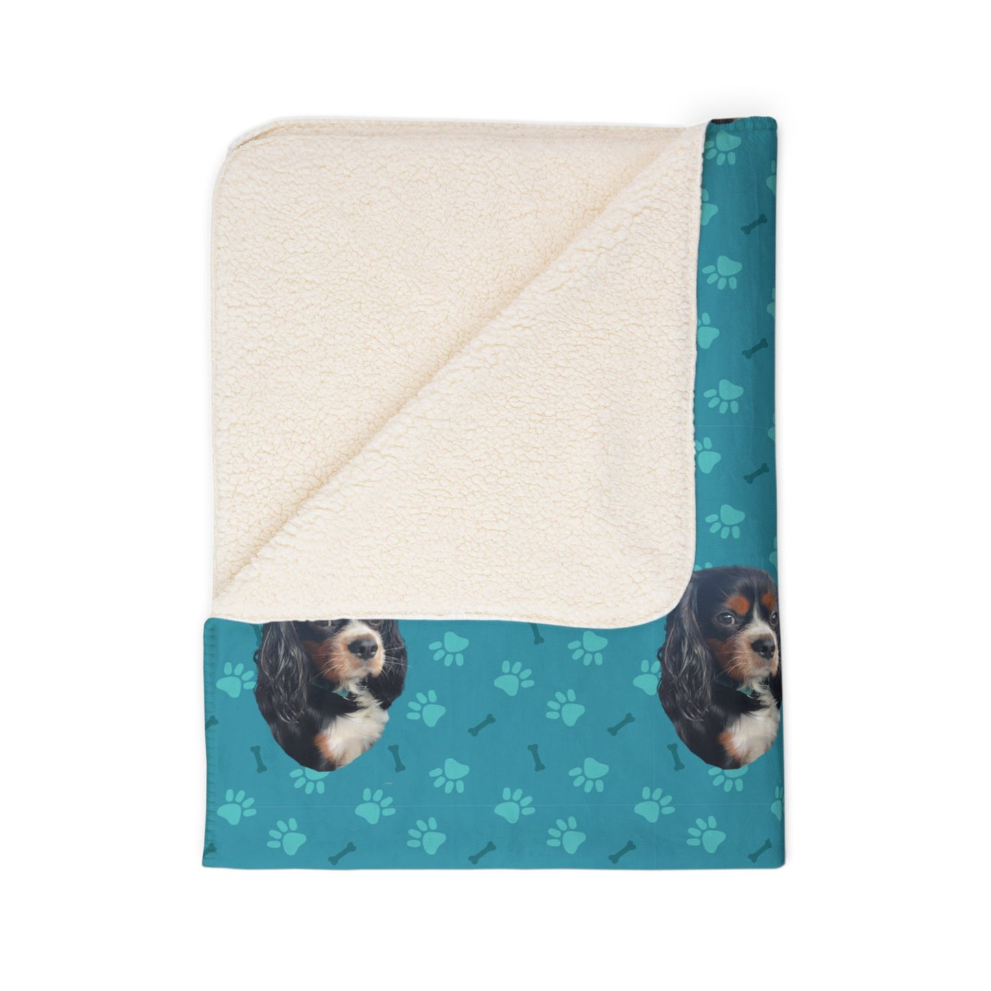 Custom Fleece Blanket with Pet Portrait – Ultra-Soft Sherpa-Backed Blanket for Pet Lovers